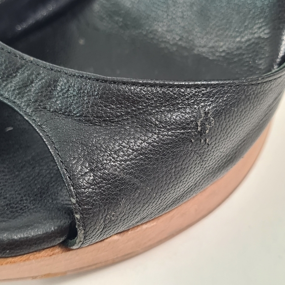 YSL Rive Gauche Black Leather Strappy Sandal Heels Size 37 - Picture 8 of 12